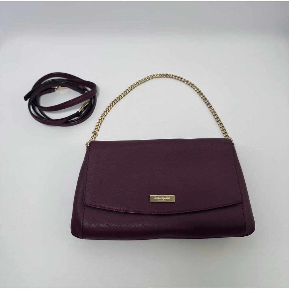 Kate Spade Laurel Way Greer Crossbody Bag in Deep Plum Saffiano - Picture 9 of 13